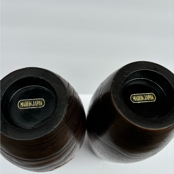 ANTIQUE IKEBANA JAPANESE CARVED & PAINTED WOODEN VASE WITH BIRD LEAF DECORATION - Picture 5 of 5